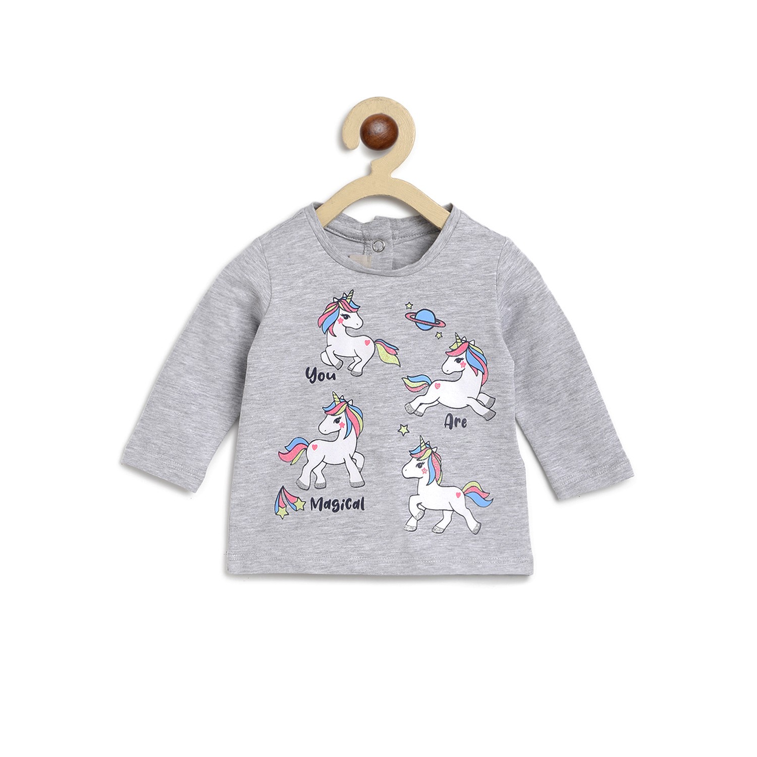 Knitted T-Shirt With Unicorn Print-Pink